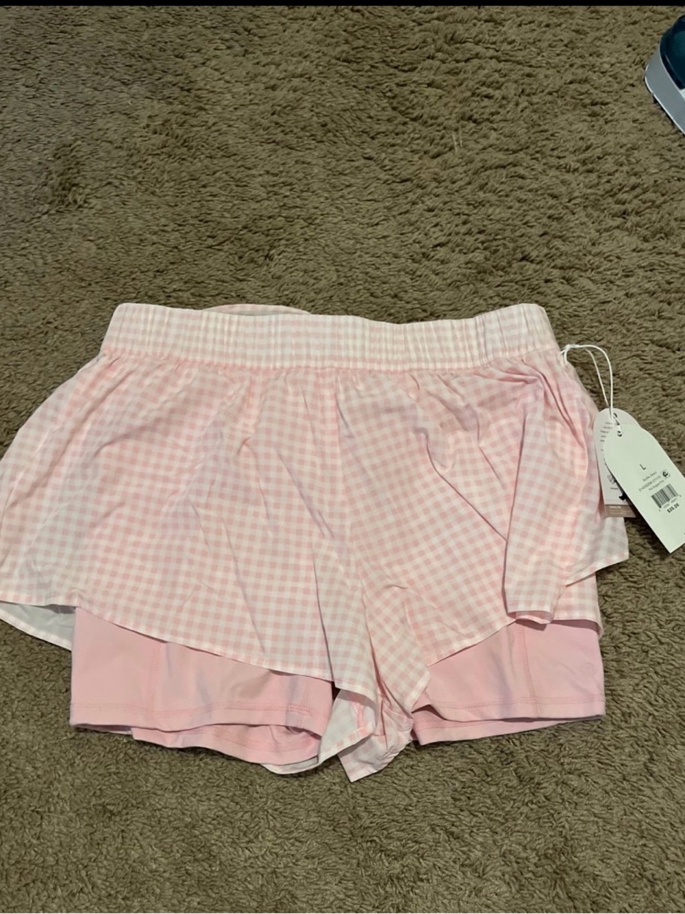Blogilates by popflex nwt gingham pink shorts large